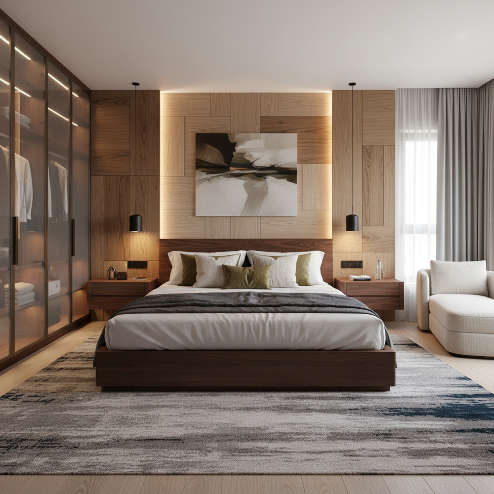 Contemporary Wooden King Size Master Bedroom