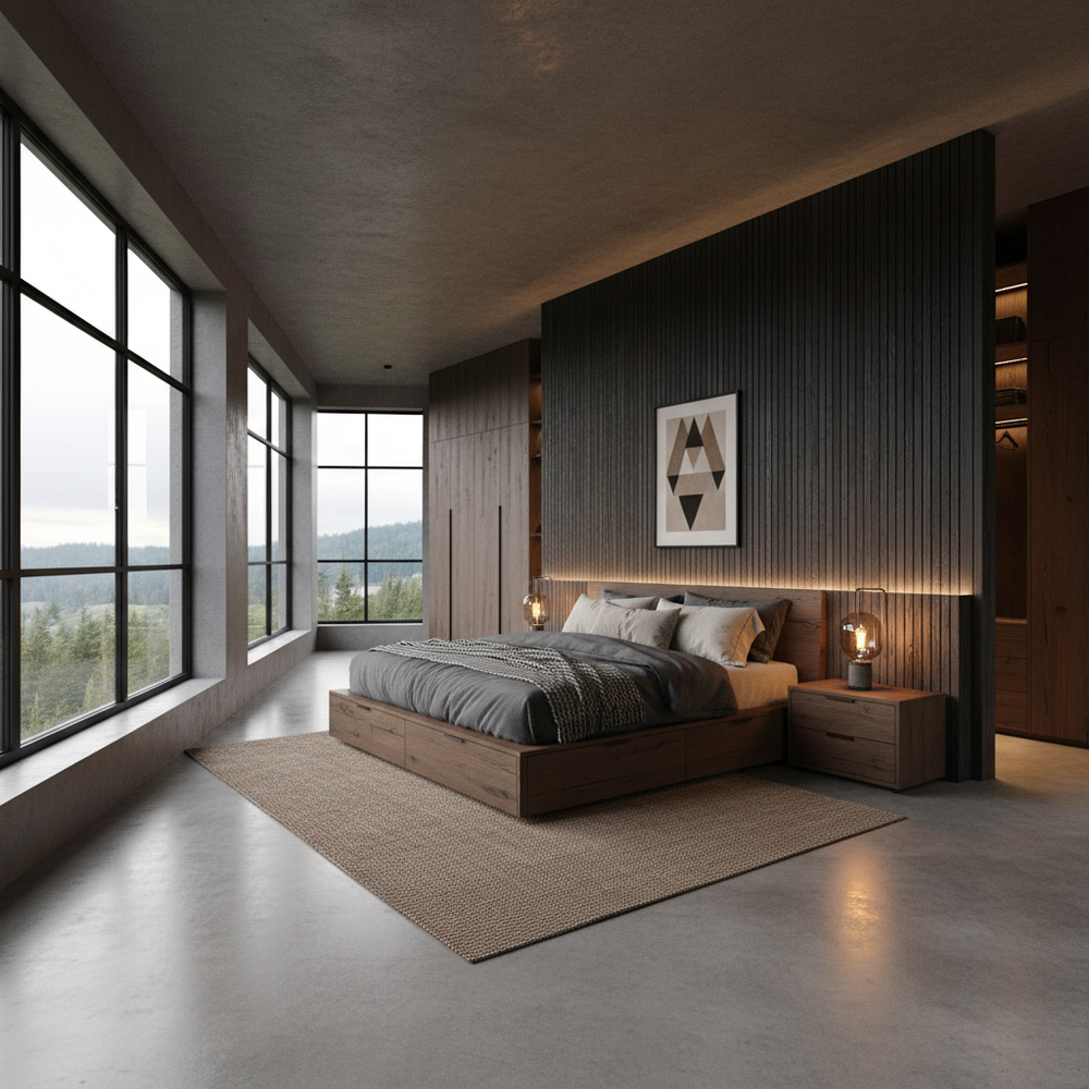 Industrial Wooden King Size Master Bedroom