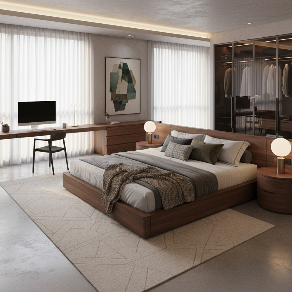 Modern Master Bedroom Design With Study Table