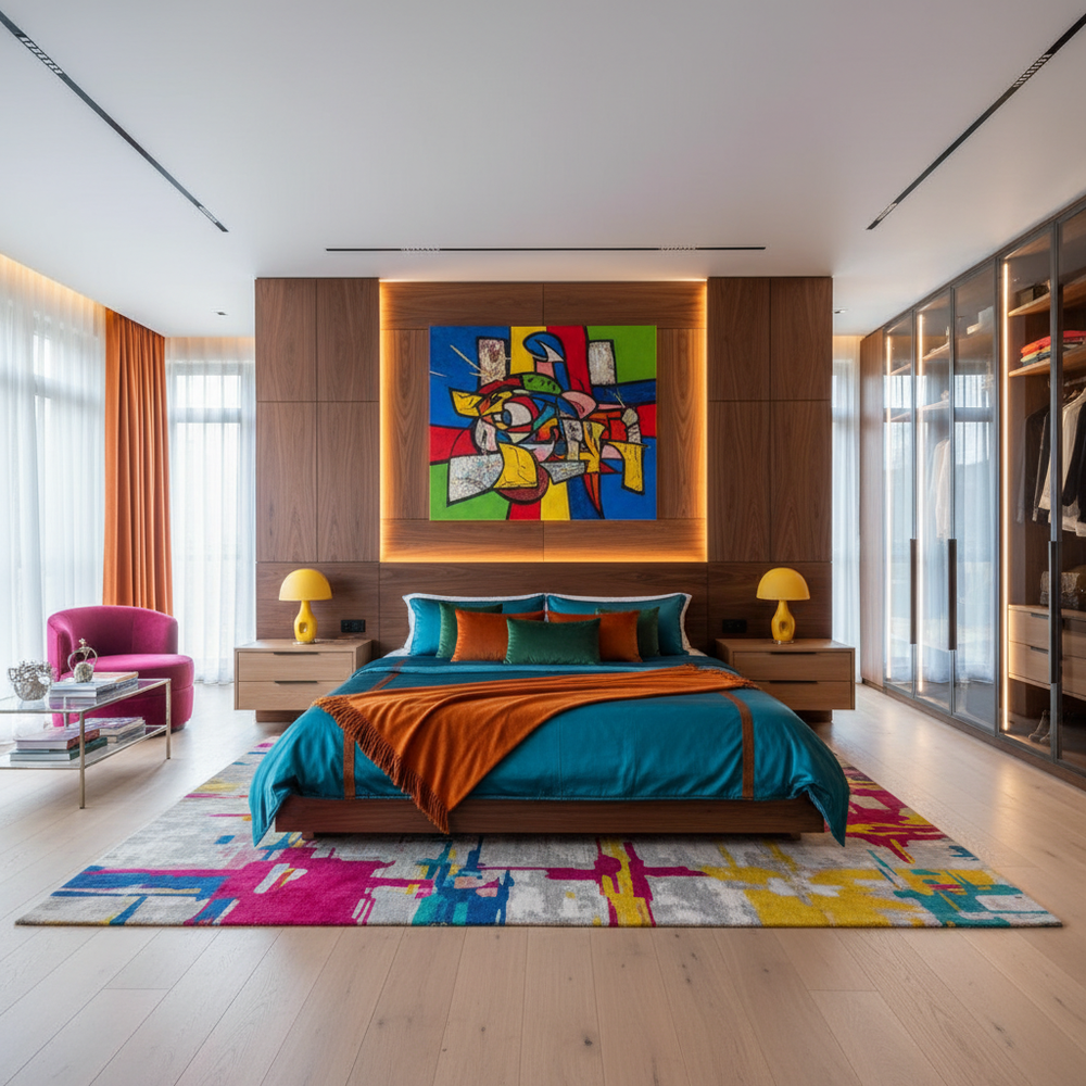 Modern Master Bedroom Design With Vibrant Colours