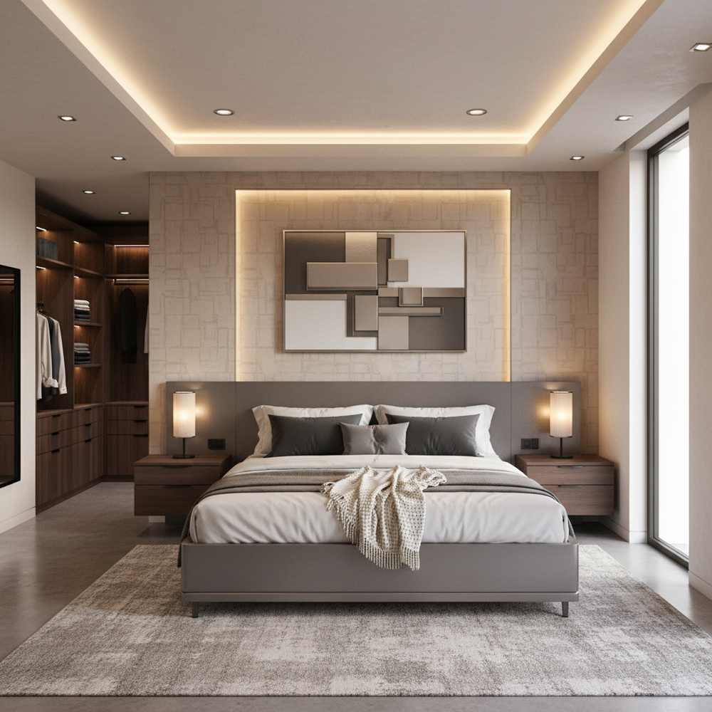Modern Master Bedroom Design With Wall Art