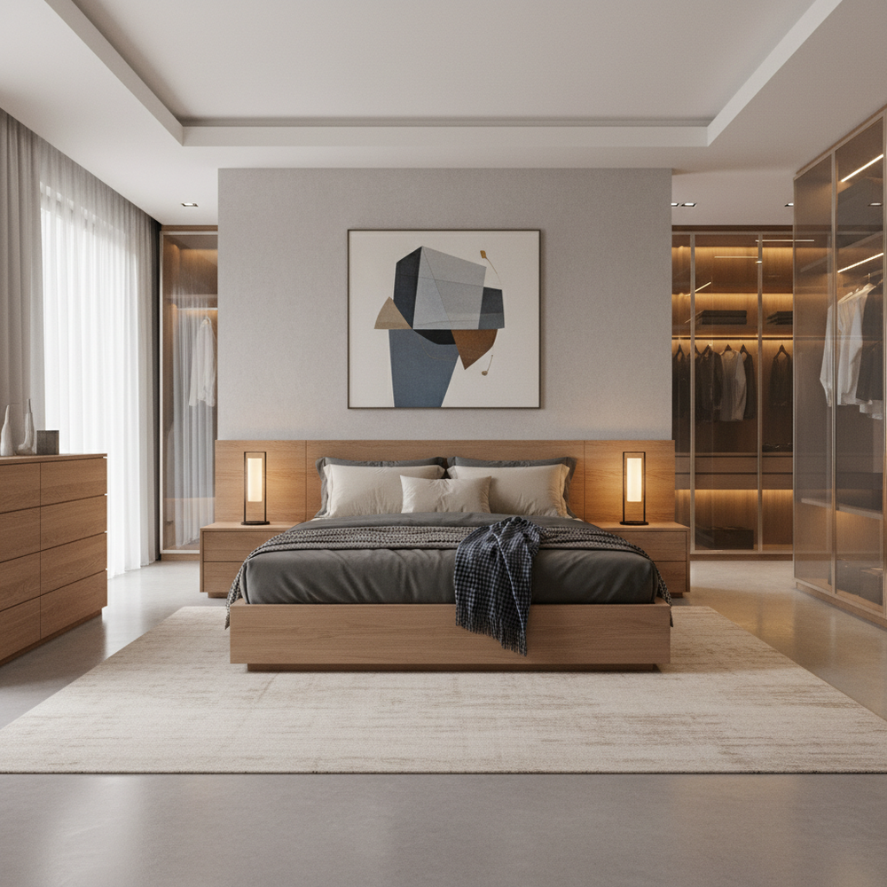 Modern Master Bedroom Design With Wardrobe