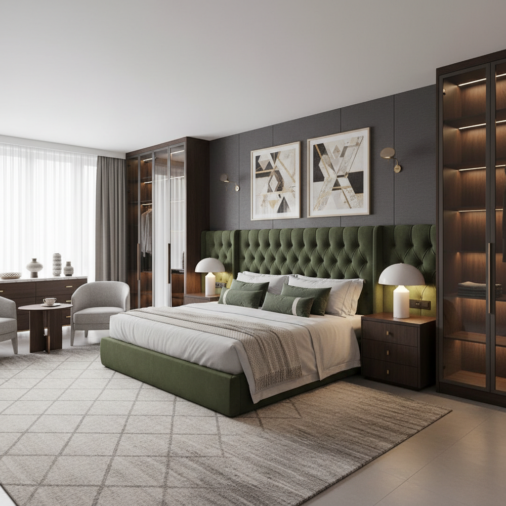 Modern Upholstered King Size Master Bedroom