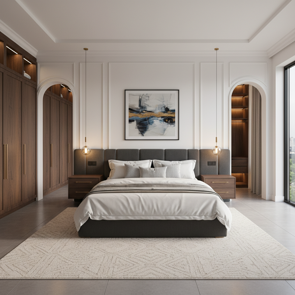 Modern Upholstered King Size Master Bedroom