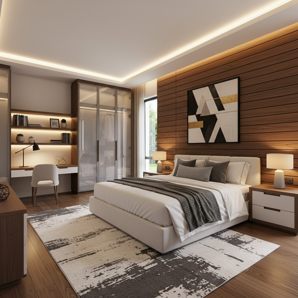 Modern Wooden Double Master Bedroom