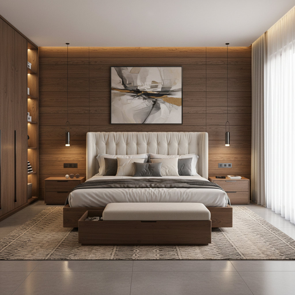 Modern Wooden King Size Master Bedroom