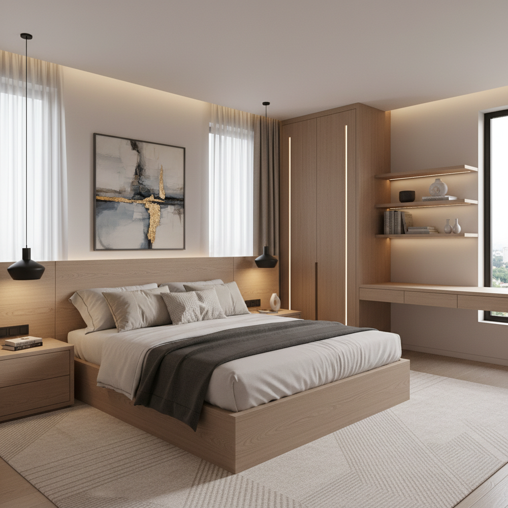 Modern Wooden King Size Master Bedroom