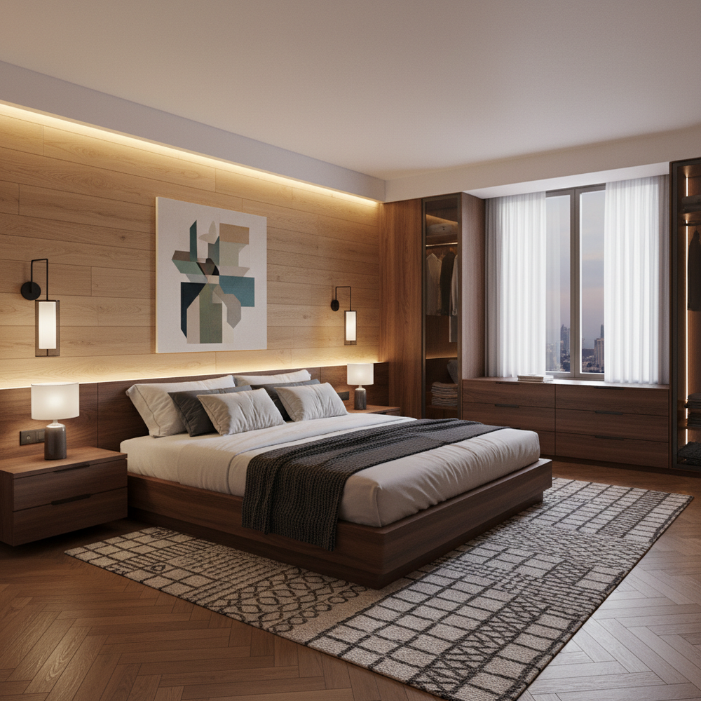 Modern Wooden King Size Master Bedroom