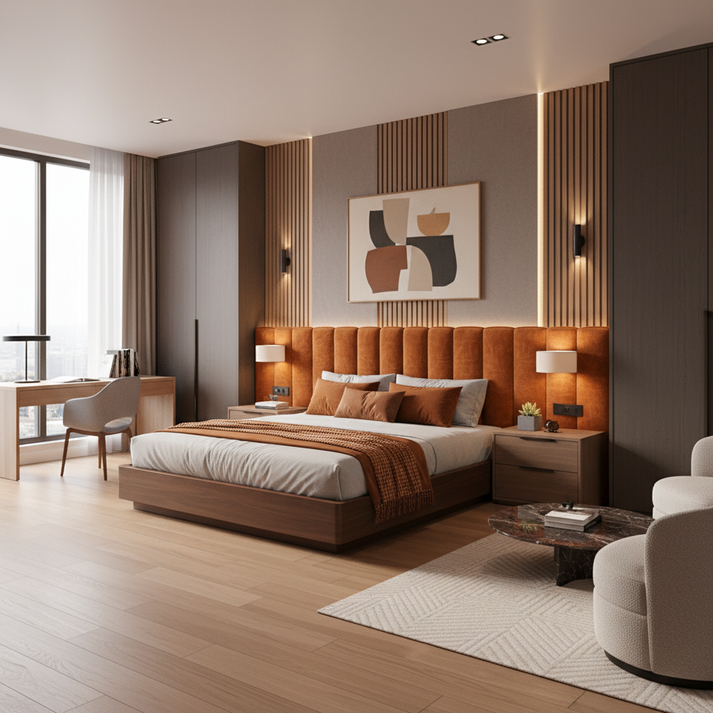 Modern Wooden King Size Master Bedroom