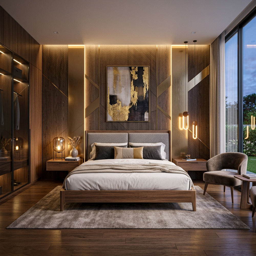 Modern Wooden King Size Master Bedroom