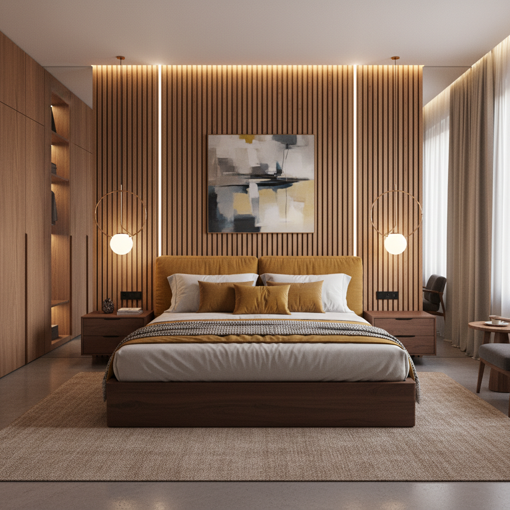 Modern Wooden King Size Master Bedroom