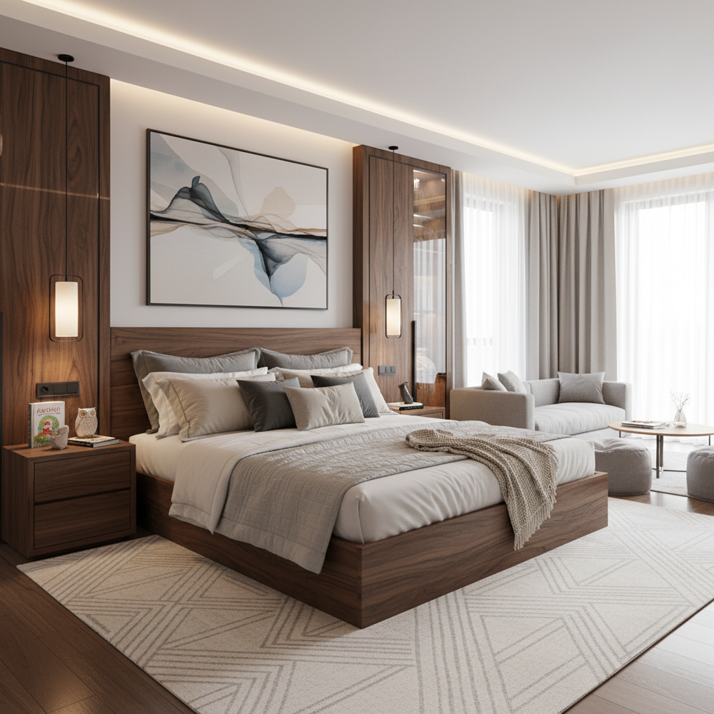 Modern Wooden King Size Master Bedroom