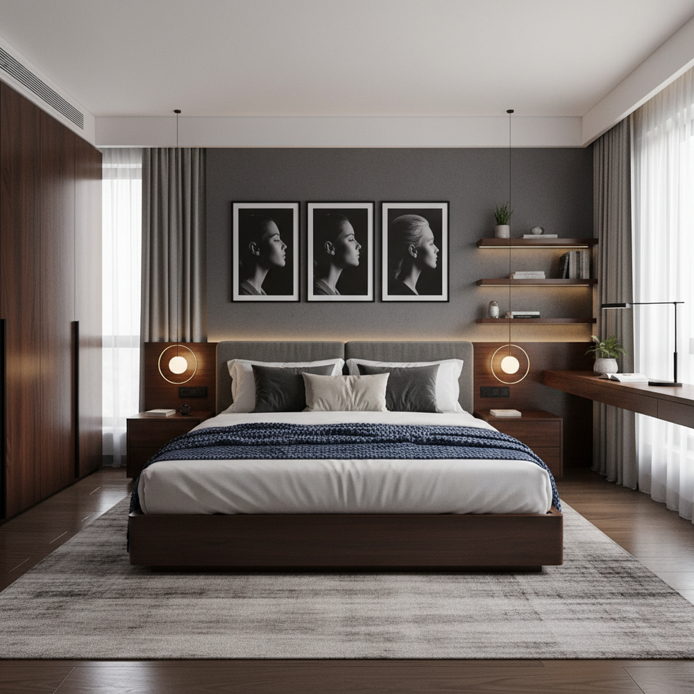 Modern Wooden King Size Master Bedroom