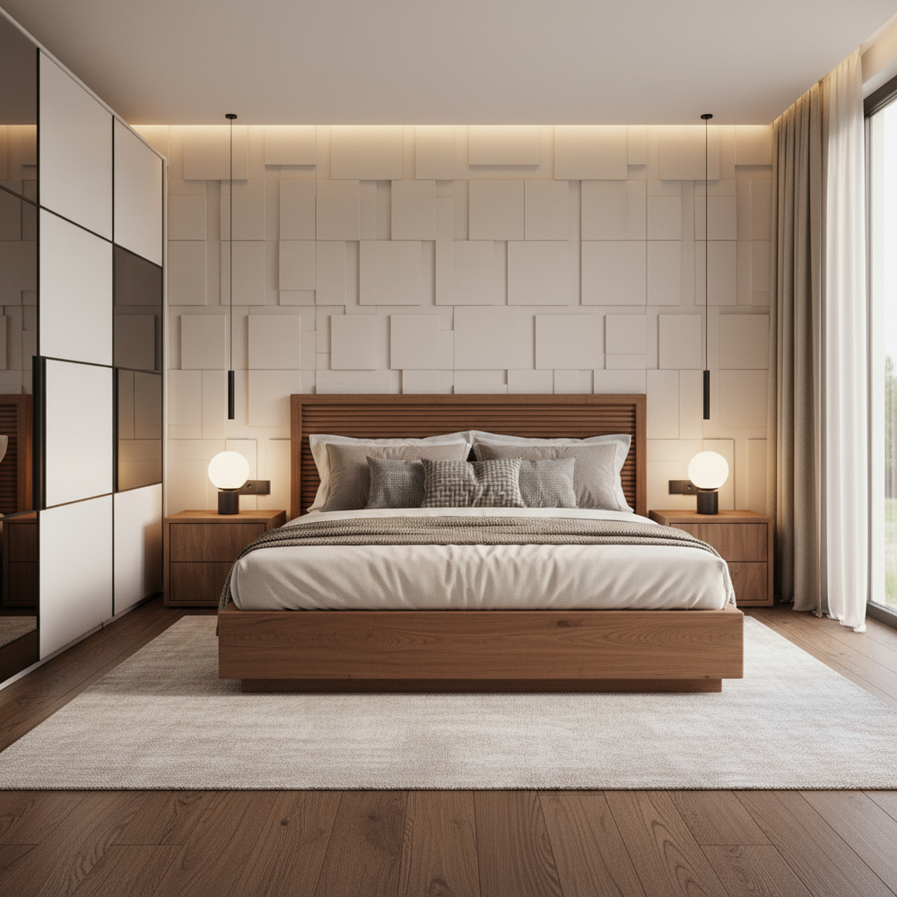 Modern Wooden Queen Size Master Bedroom