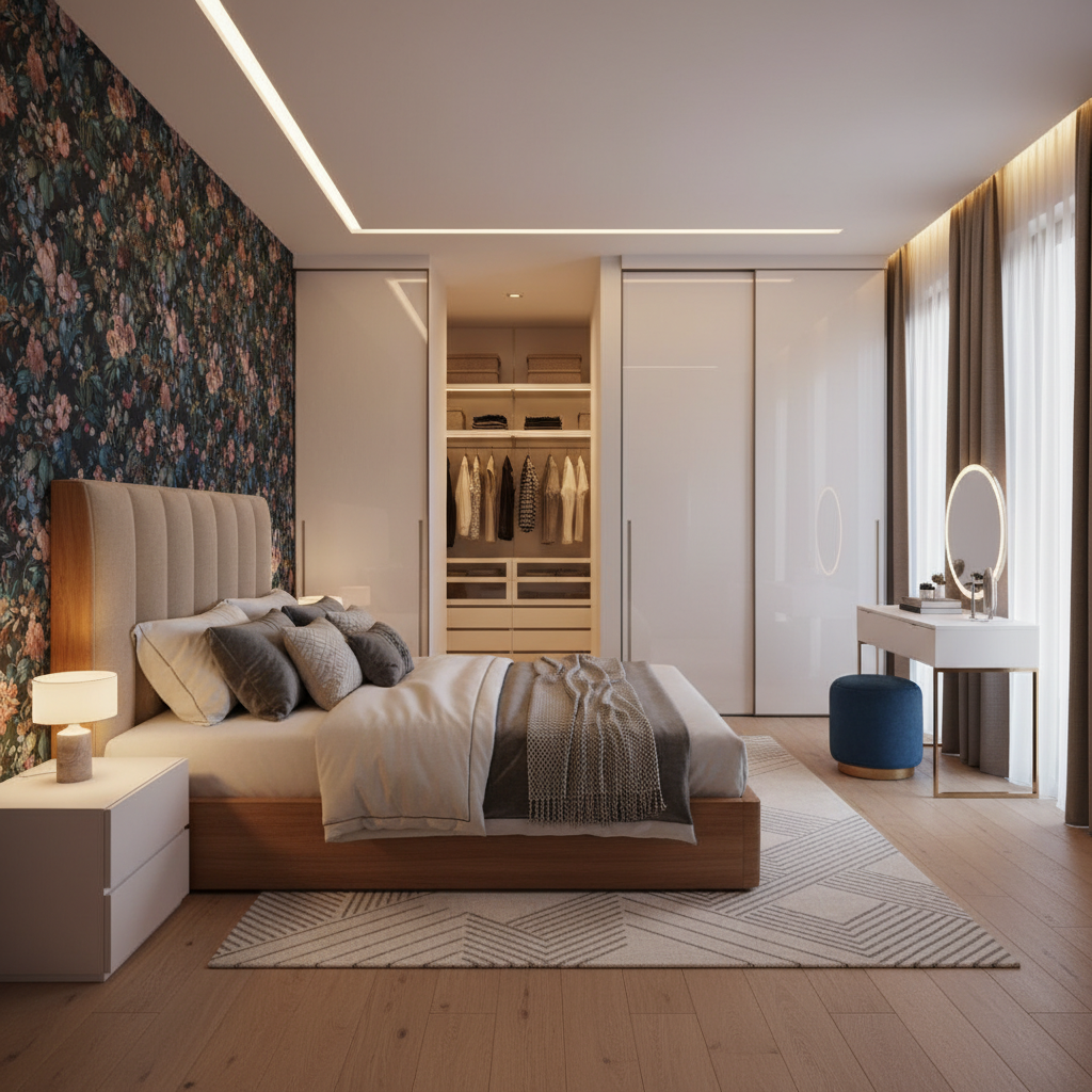 Modern Wooden Queen Size Master Bedroom
