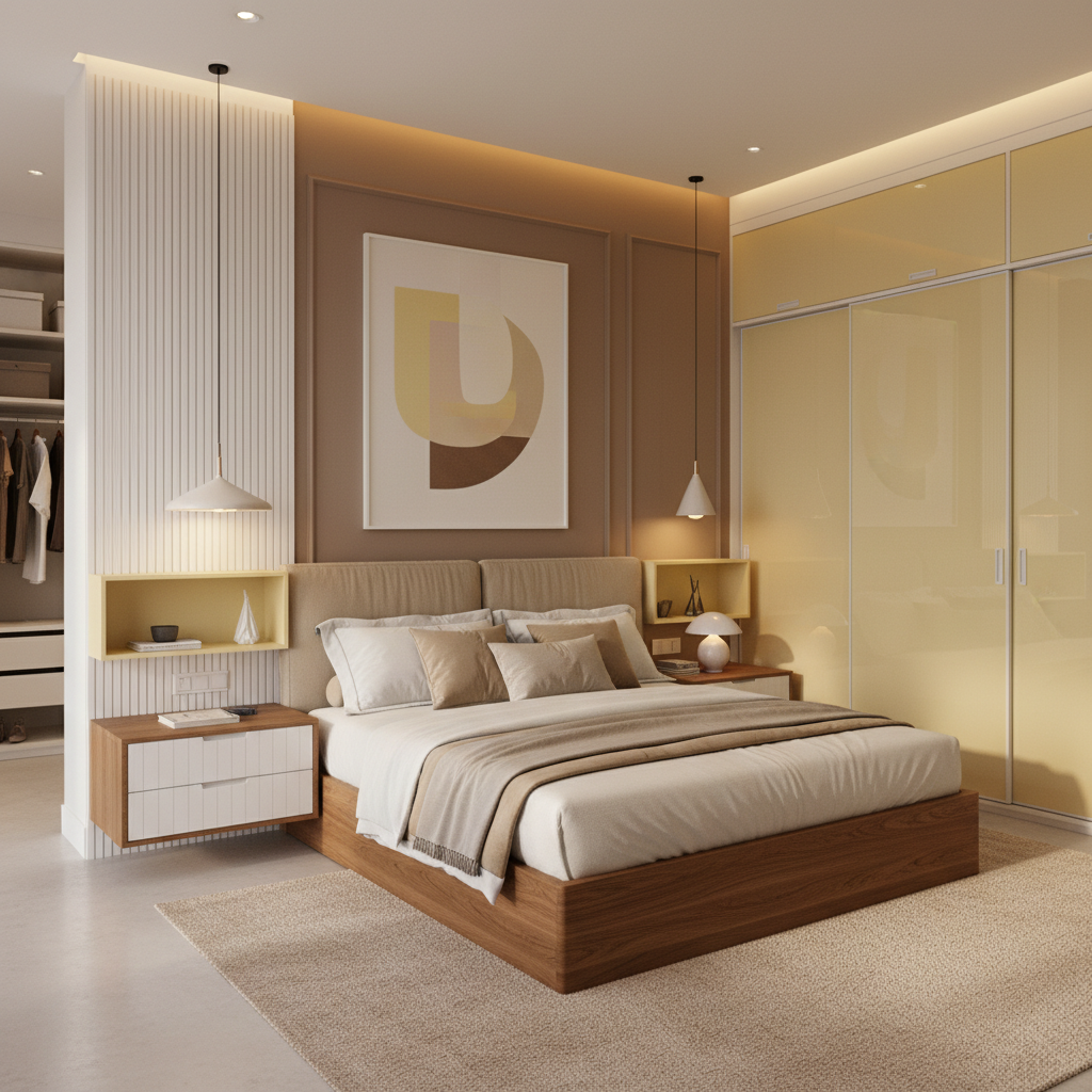 Modern Wooden Queen Size Master Bedroom