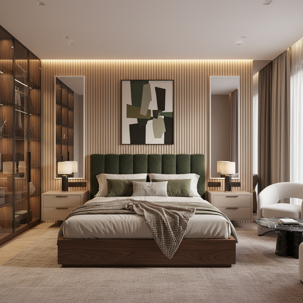 Modern Wooden Queen Size Master Bedroom