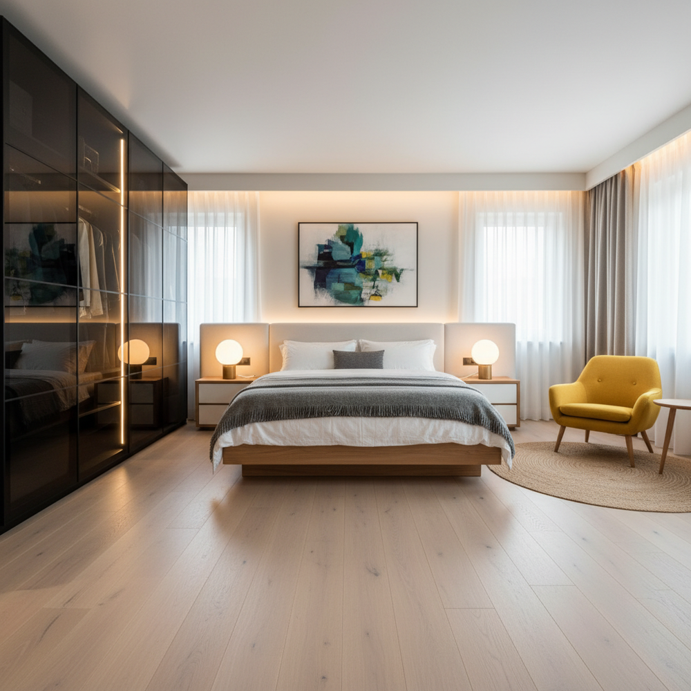Scandinavian Wooden Queen Size Master Bedroom