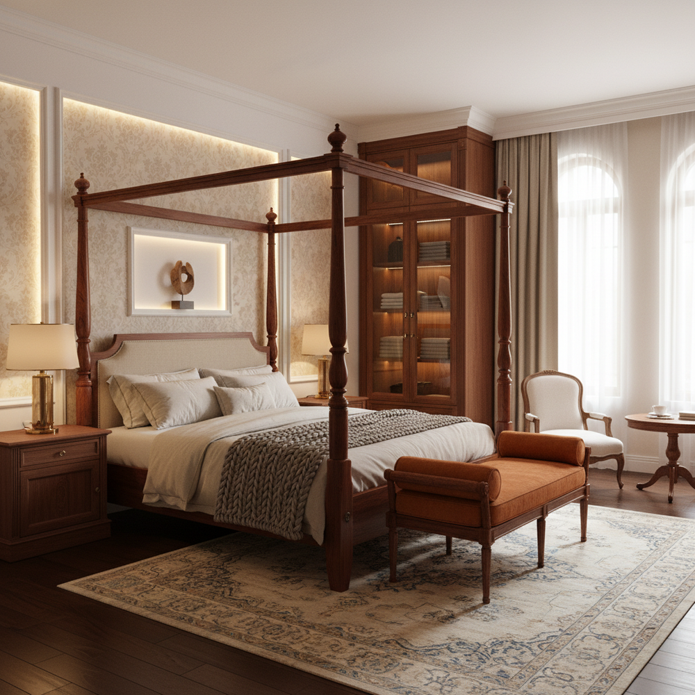 Traditional Wooden Queen Size Master Bedroom