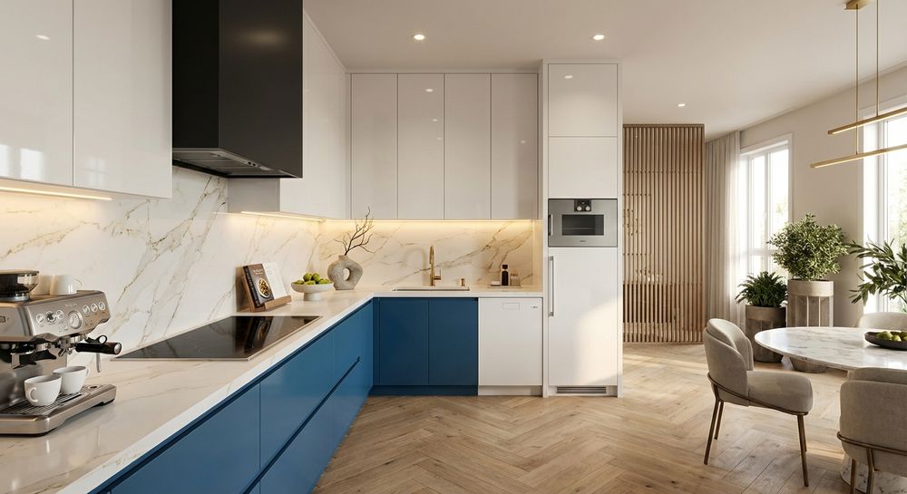 The Azure & Alabaster Kitchen: Contemporary Elegance