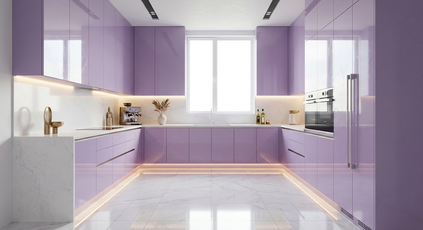 The Lavender Luxe: A Modern Kitchen Oasis