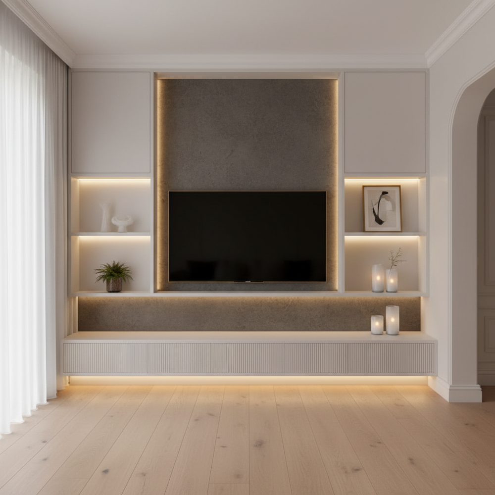 Modern White TV Unit for a Clutter-Free Entertainment Hub