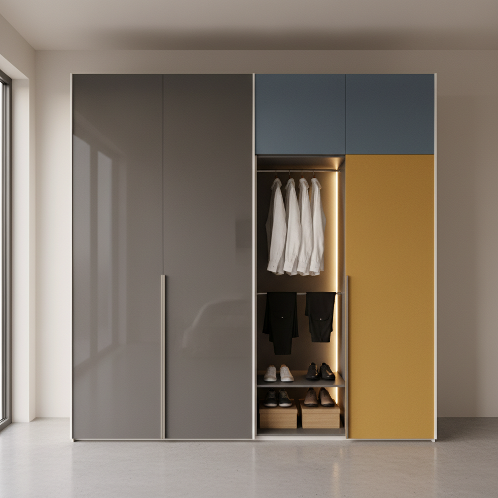 Contemporary Multi-Color Swing Door Wardrobe Design