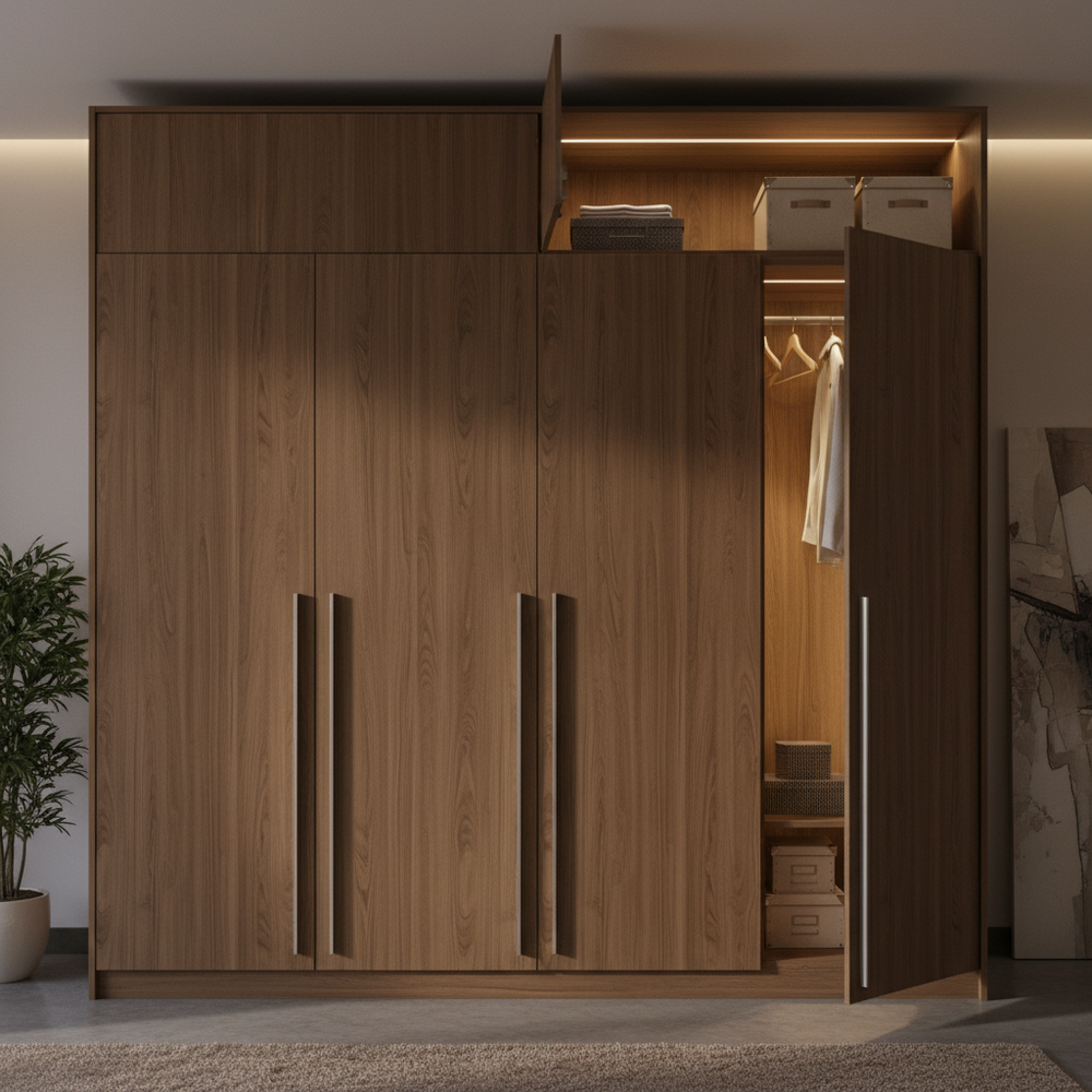 Modern Argent Acacia 6-Door Swing Wardrobe Design