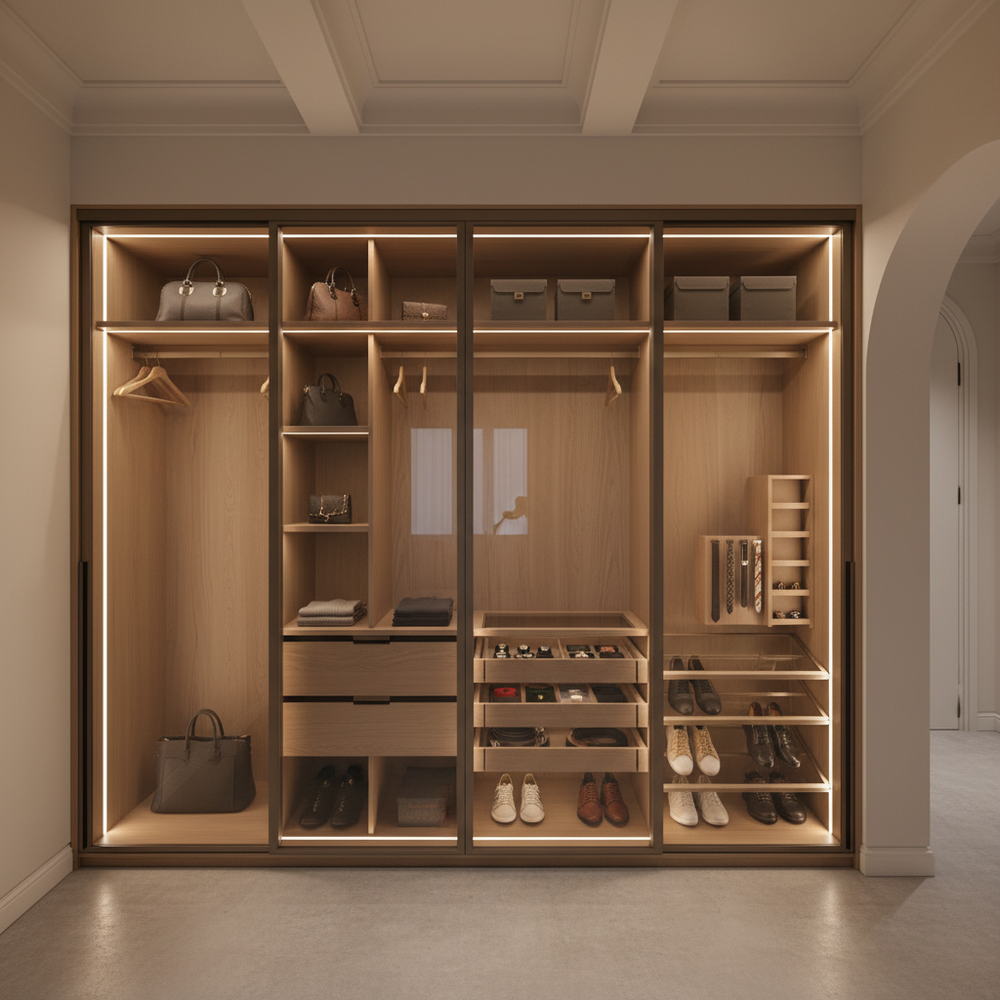 Modern Frosted Glass 2-Door Sliding Wardrobe Design