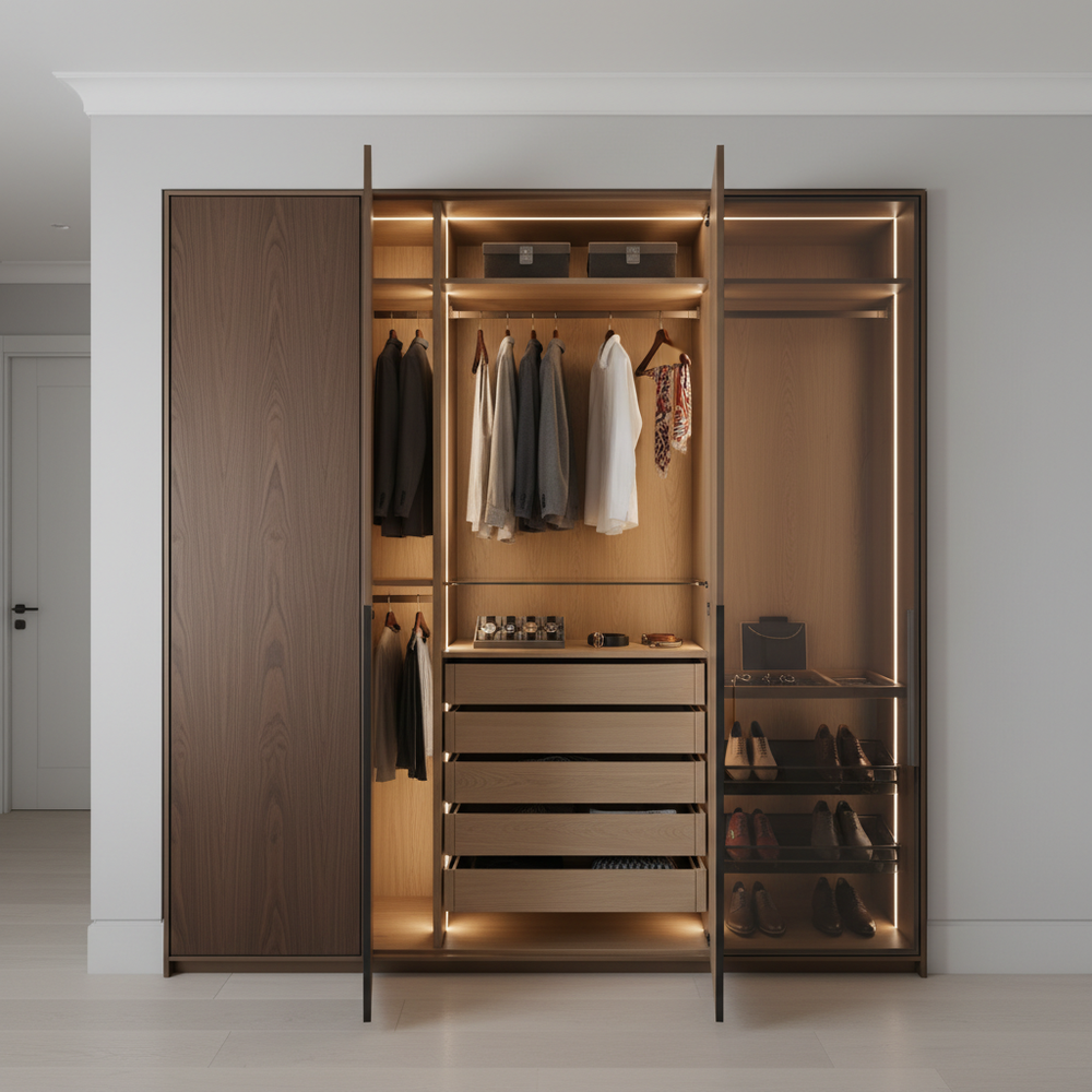 Modern Montana & Light Grey 2-Door Swing Wardrobe