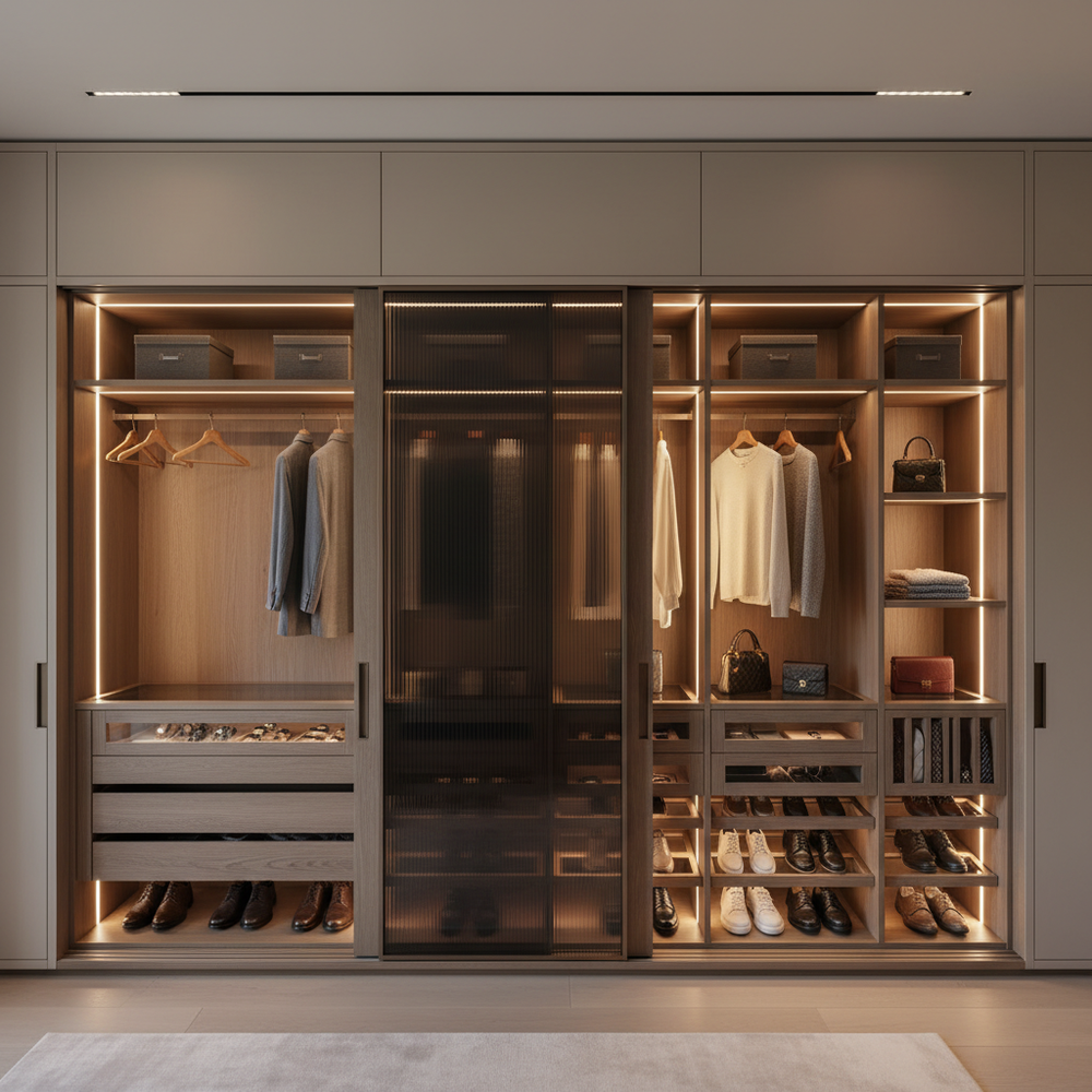 Modern Multicolour Sliding 2 Door Wardrobe