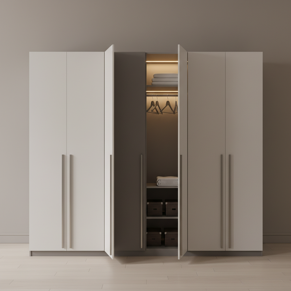 Modern Trooper & White Swing 6-Door Wardrobe