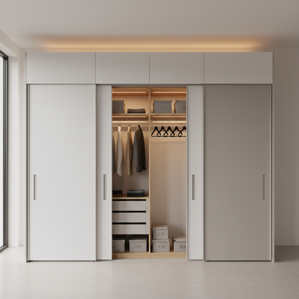 Modern Frosty White & Dove Grey Wardrobe with Sliding Doors