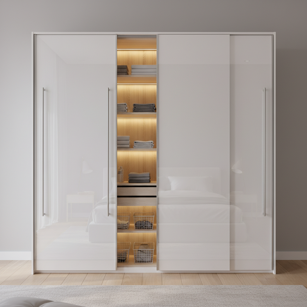 Modern White Mirrored 2-Door Sliding Wardrobe