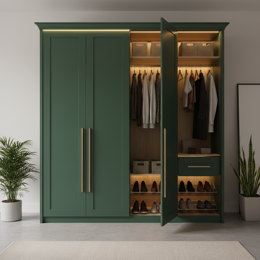 Shaker Forest Green 4-Door Swing Wardrobe Design